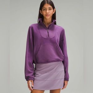 Lululemon Brushed Softstreme Ribbed Half Zip, size 10, dramatic magenta
